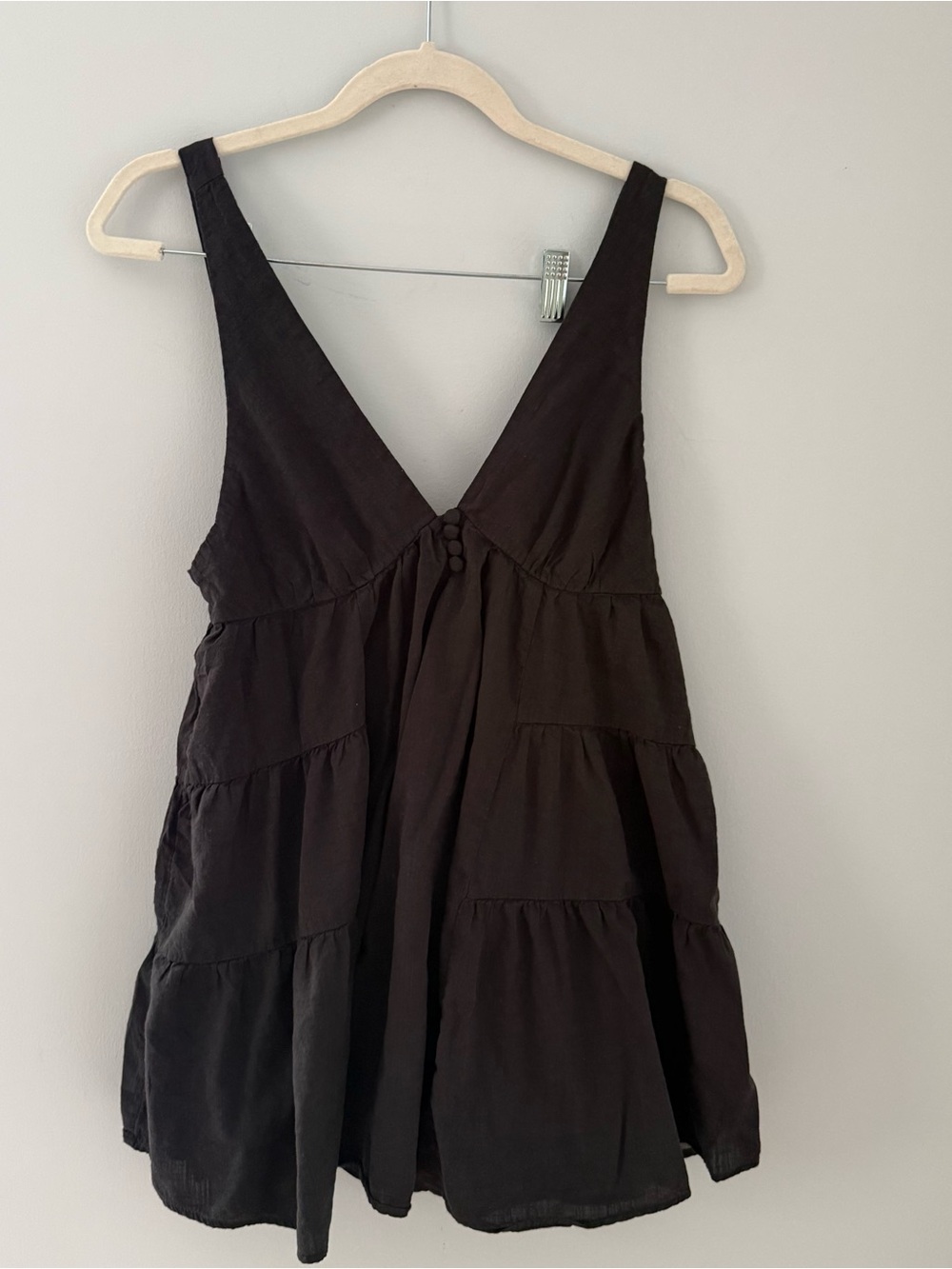 Urban Outfitters Black Tiered V-Neck Camisole Tunic Tank
